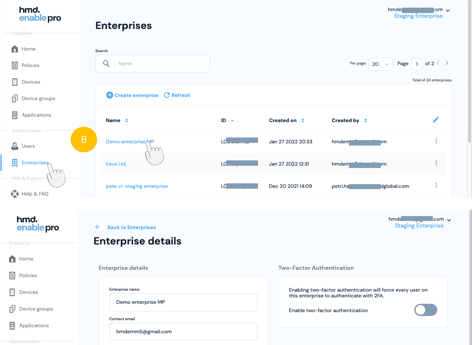 enterprise owner settings