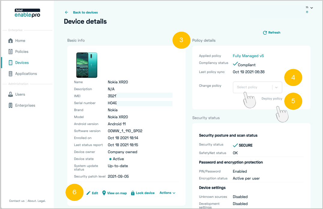 View current device policy